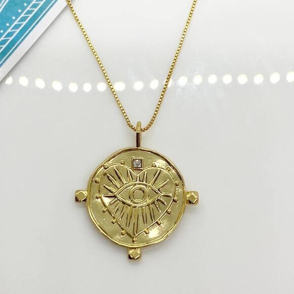 NEW UO x LUV AJ Evil Eye Coin Necklace - Picture 1 of 16